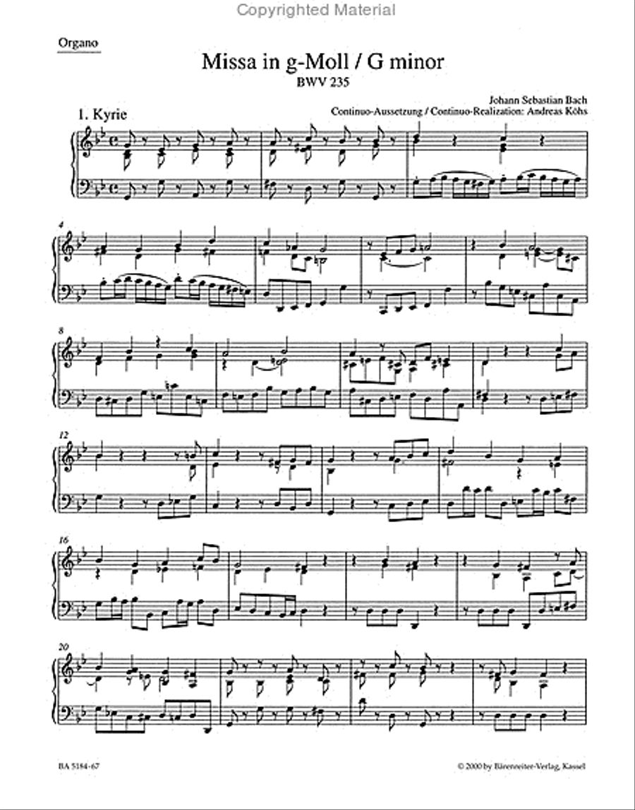 Mass g minor, BWV 235 'Lutheran Mass 3' Organ scores gallery preview page 2