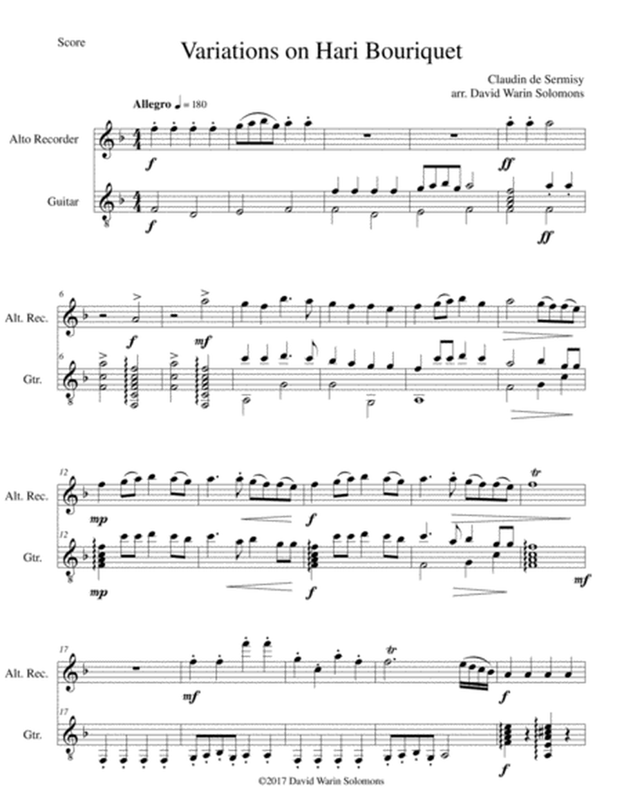 Variations on Hari Bouriquet for alto recorder and guitar image number null
