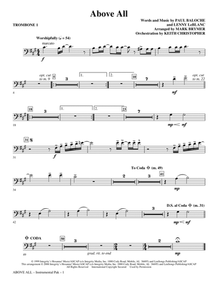 Above All (arr. Mark Brymer) - Trombone 1