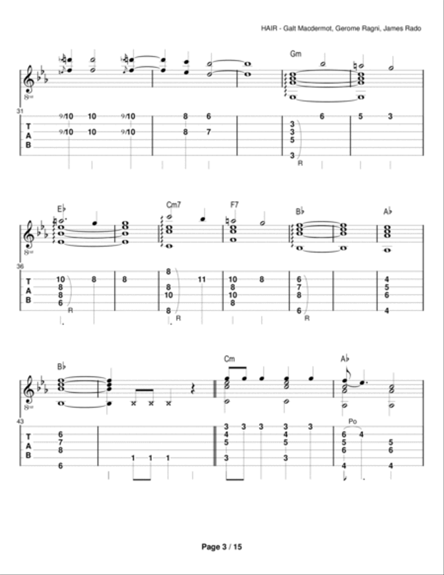 Hair Hair Electric Guitar scores gallery preview page 3