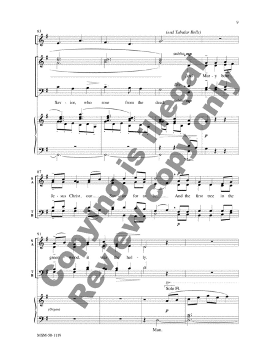 Sans Day Carol (Now the Holly Bears a Berry) 4-Part scores gallery preview page 9