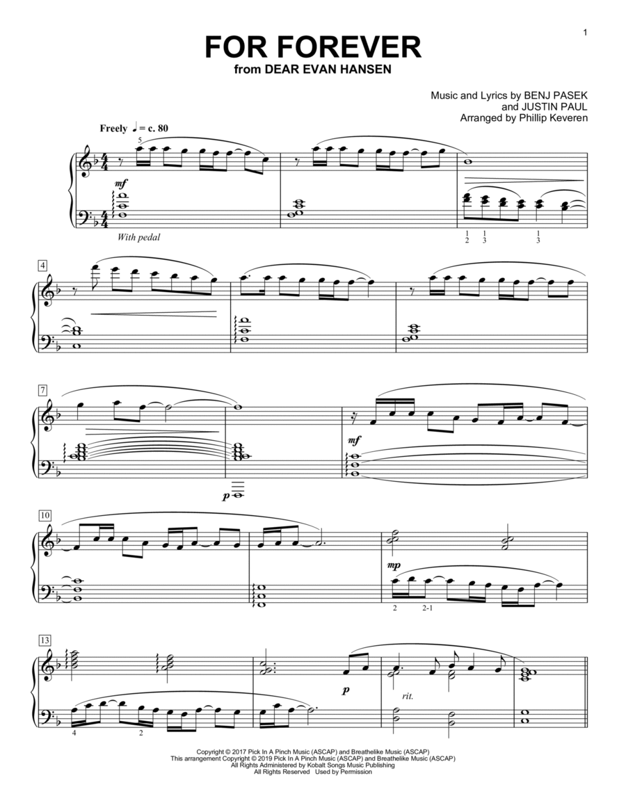For Forever [Classical version] (from Dear Evan Hansen) (arr. Phillip Keveren)