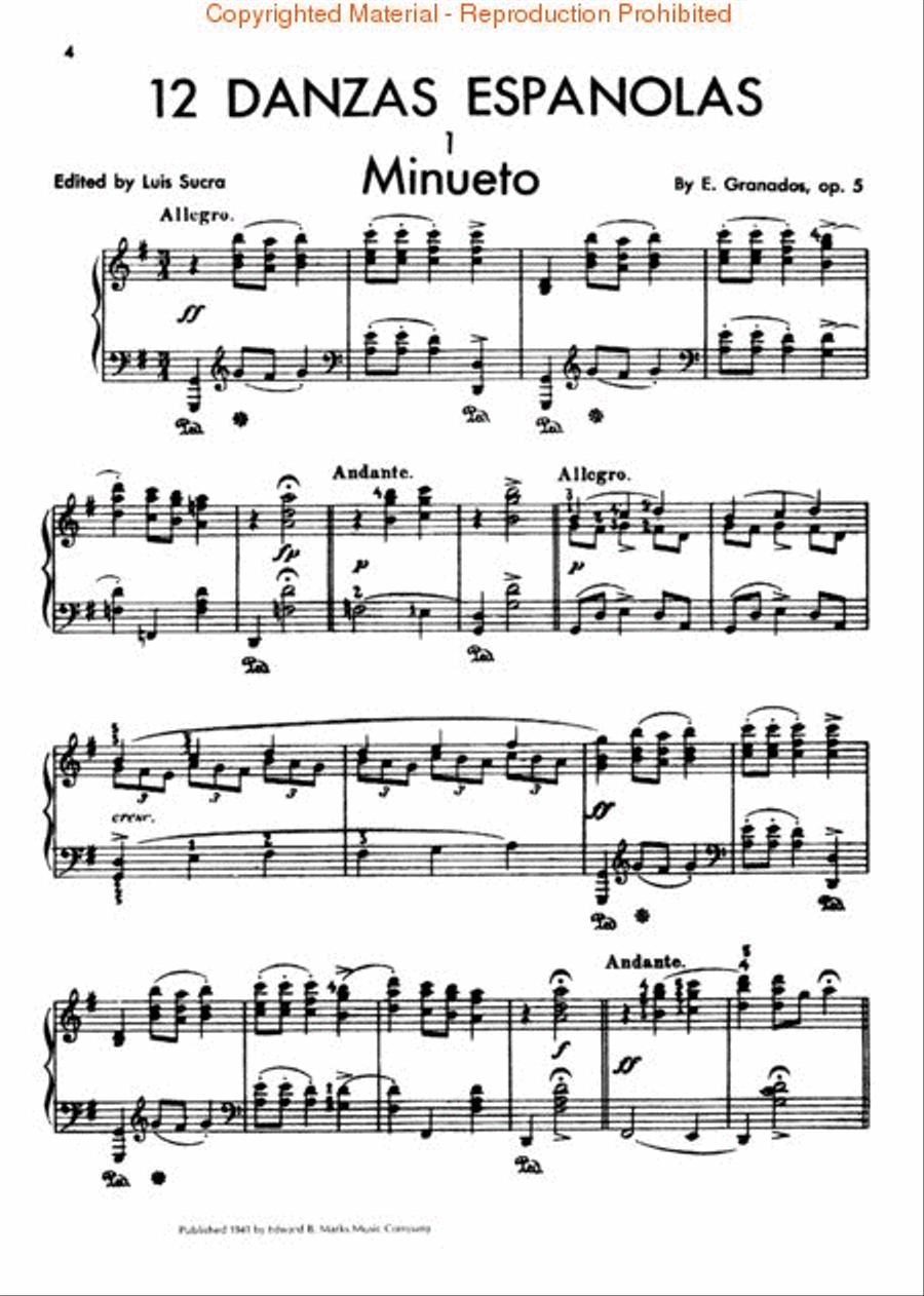 12 danzas espanolas (Spanish Dances) Piano Solo scores gallery preview page 2