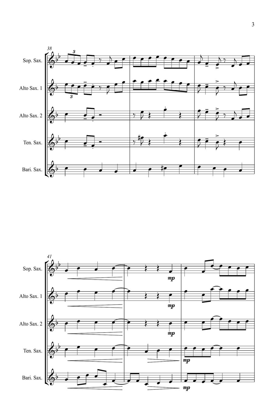 We Wish You A Merry Christmas - Jazz Carol for Saxophone Quartet Saxophone Quartet scores gallery preview page 6