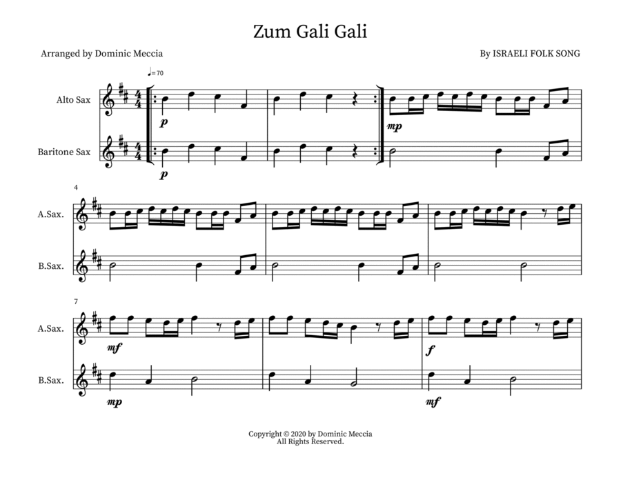 Zum Gali Gali Woodwind Duet scores gallery preview page 1