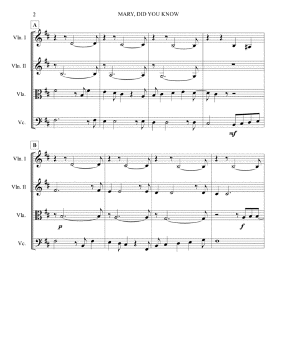 Mary, Did You Know? Mary, Did You Know? String Quartet scores gallery preview page 2