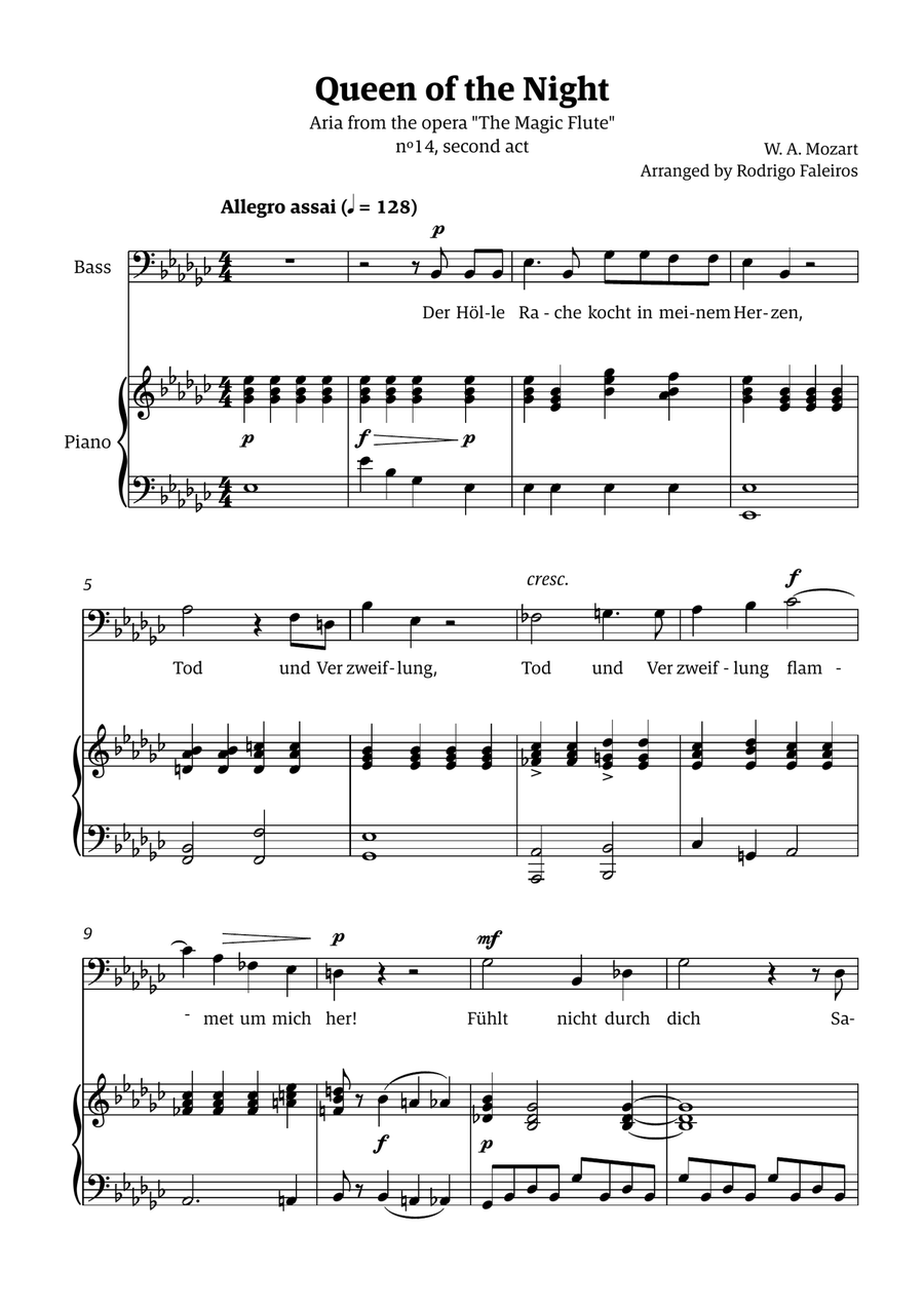 Queen of the Night (aria) - for BASS in Eb minor Chamber Music scores gallery preview page 1