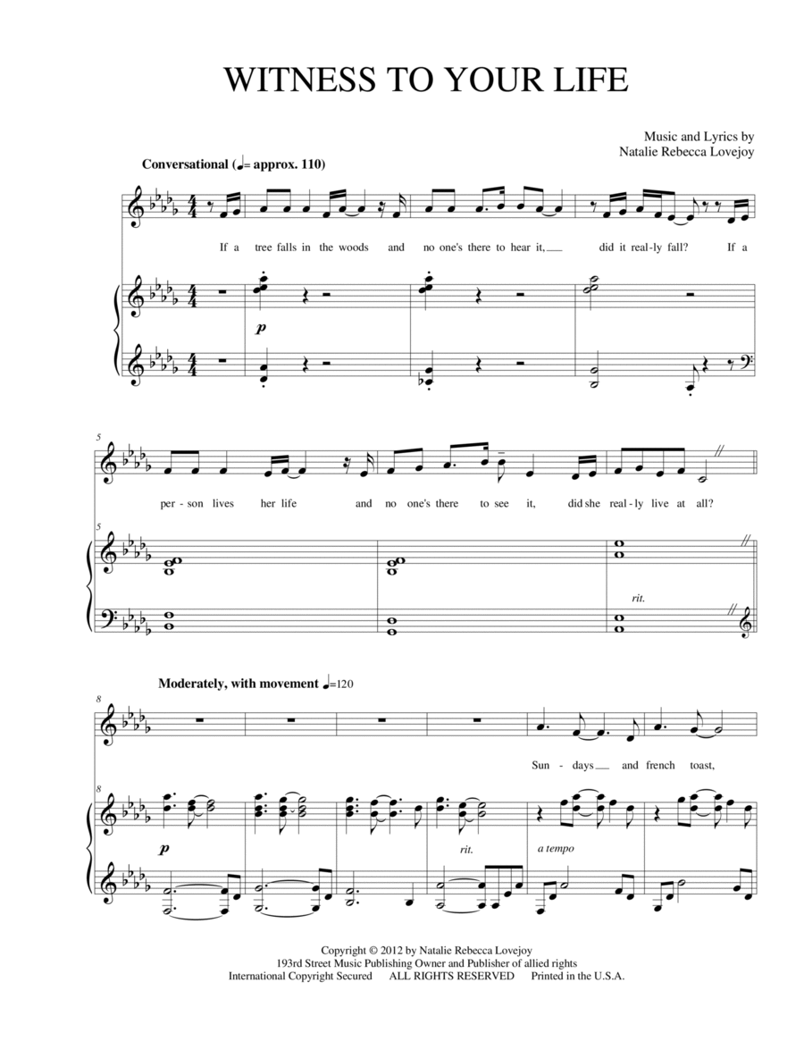 Witness to Your Life Voice scores gallery preview page 1