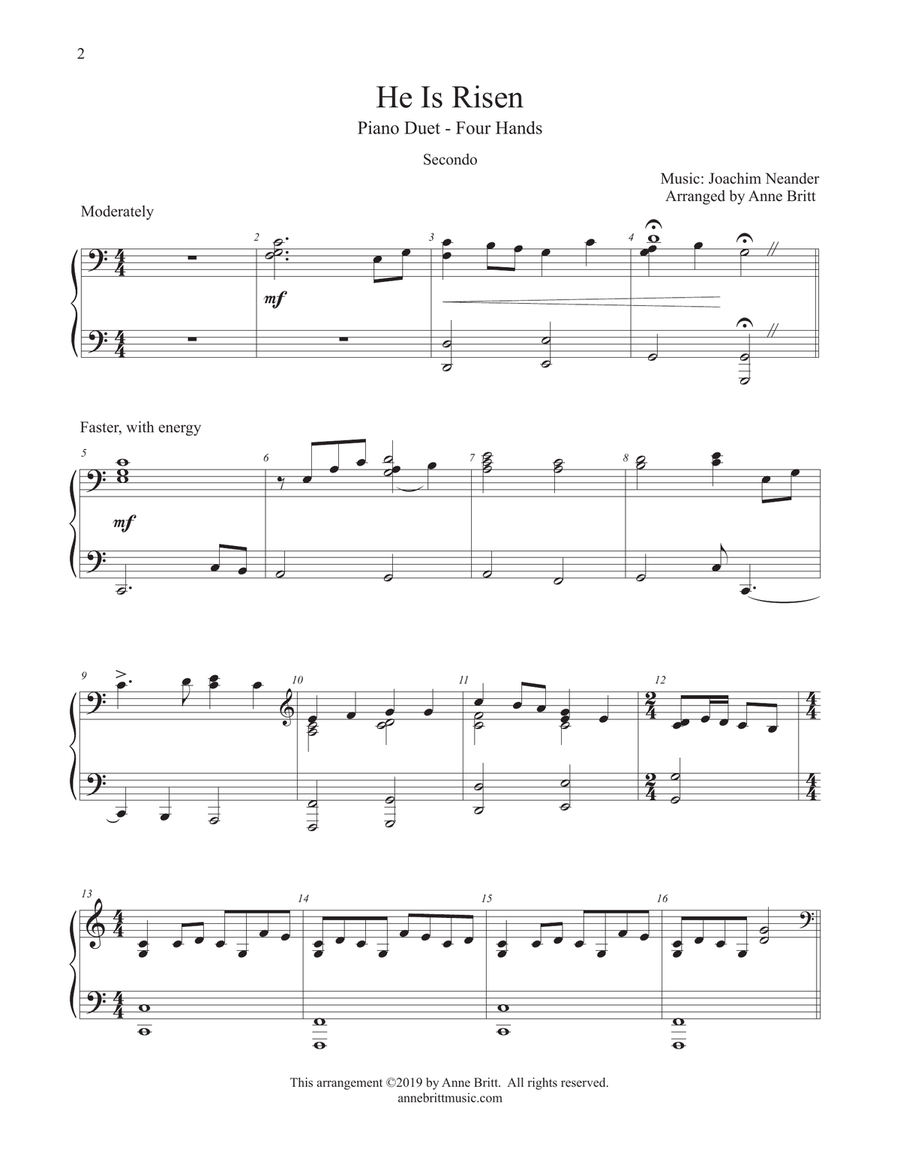 He Is Risen (piano duet) 1 Piano, 4-Hands scores gallery preview page 2