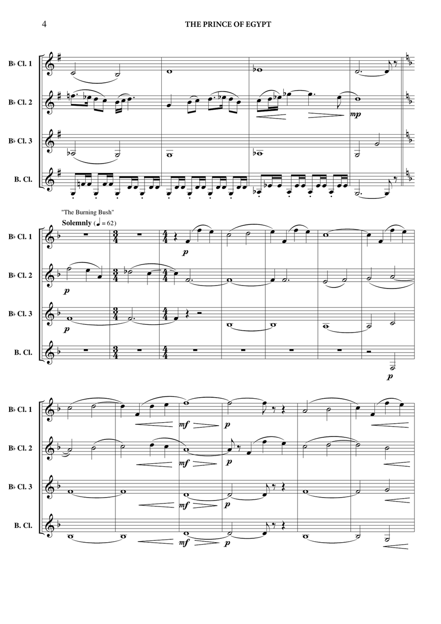 The Prince Of Egypt Clarinet Quartet scores gallery preview page 5