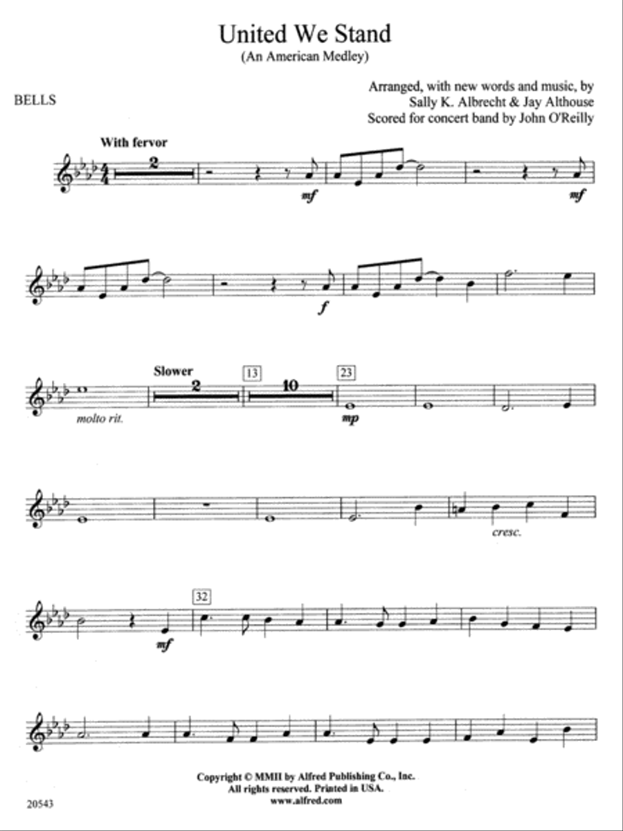 United We Stand (An American Medley): Bells Concert Band scores gallery preview page 1