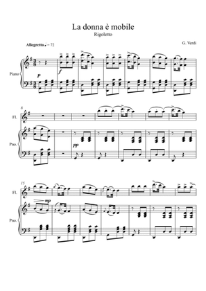 Giuseppe Verdi - La donna e mobile (Rigoletto) Flute Solo - G Key
