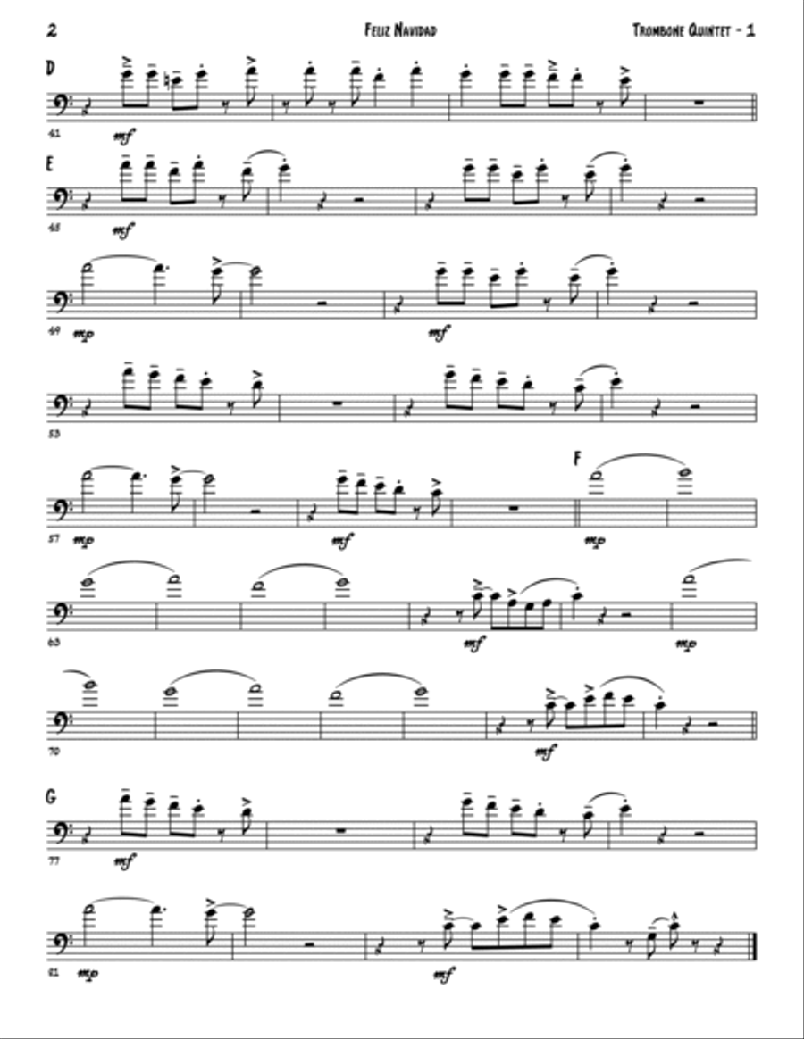 Feliz Navidad Trombone scores gallery preview page 5