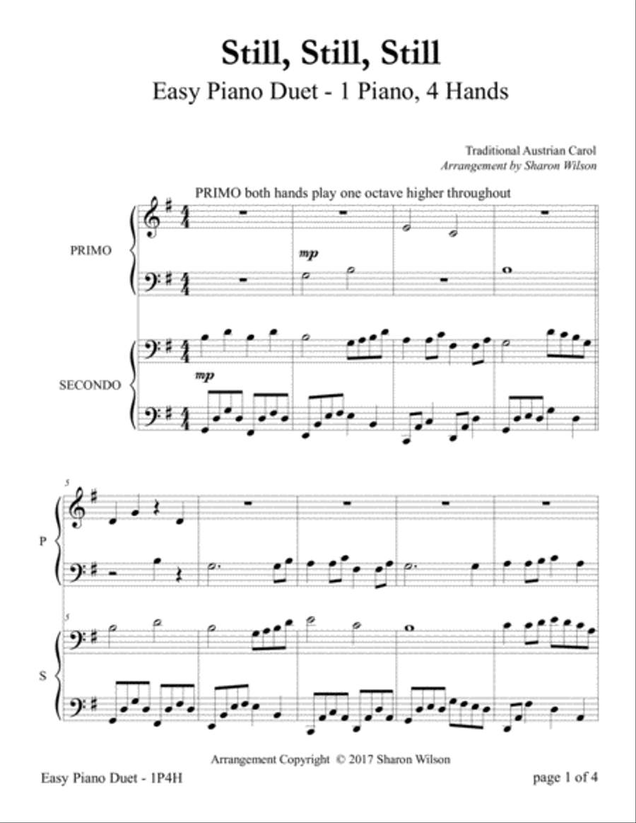 Still, Still, Still (Easy Piano Duet; 1 Piano, 4 Hands) Easy Piano scores gallery preview page 4