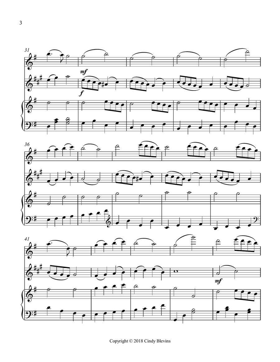 Angels We Have Heard On High, for Harp, Flute and Clarinet Clarinet scores gallery preview page 4