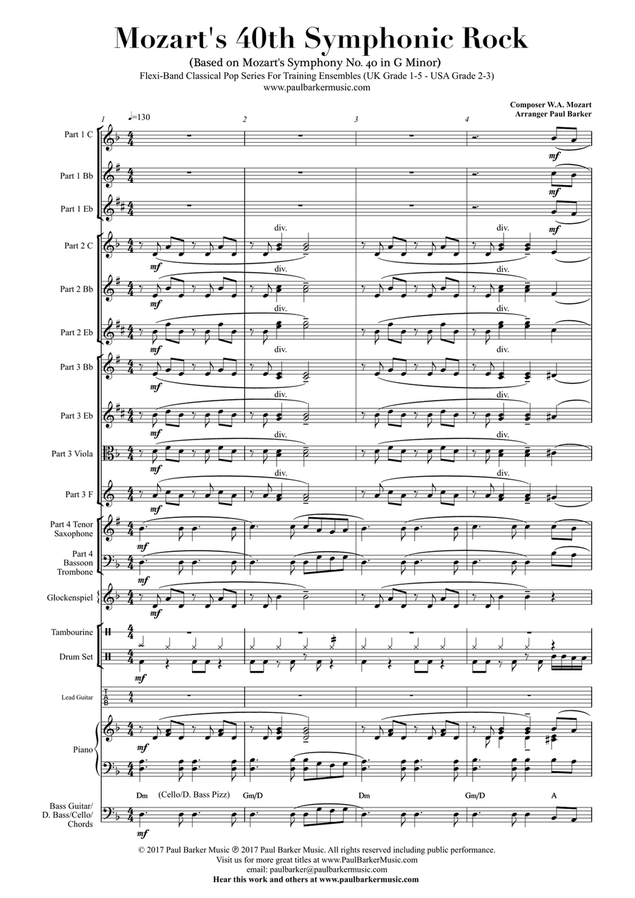 Mozart's 40th Symphonic Rock! (Flexible Instrumentation) Concert Band scores gallery preview page 4
