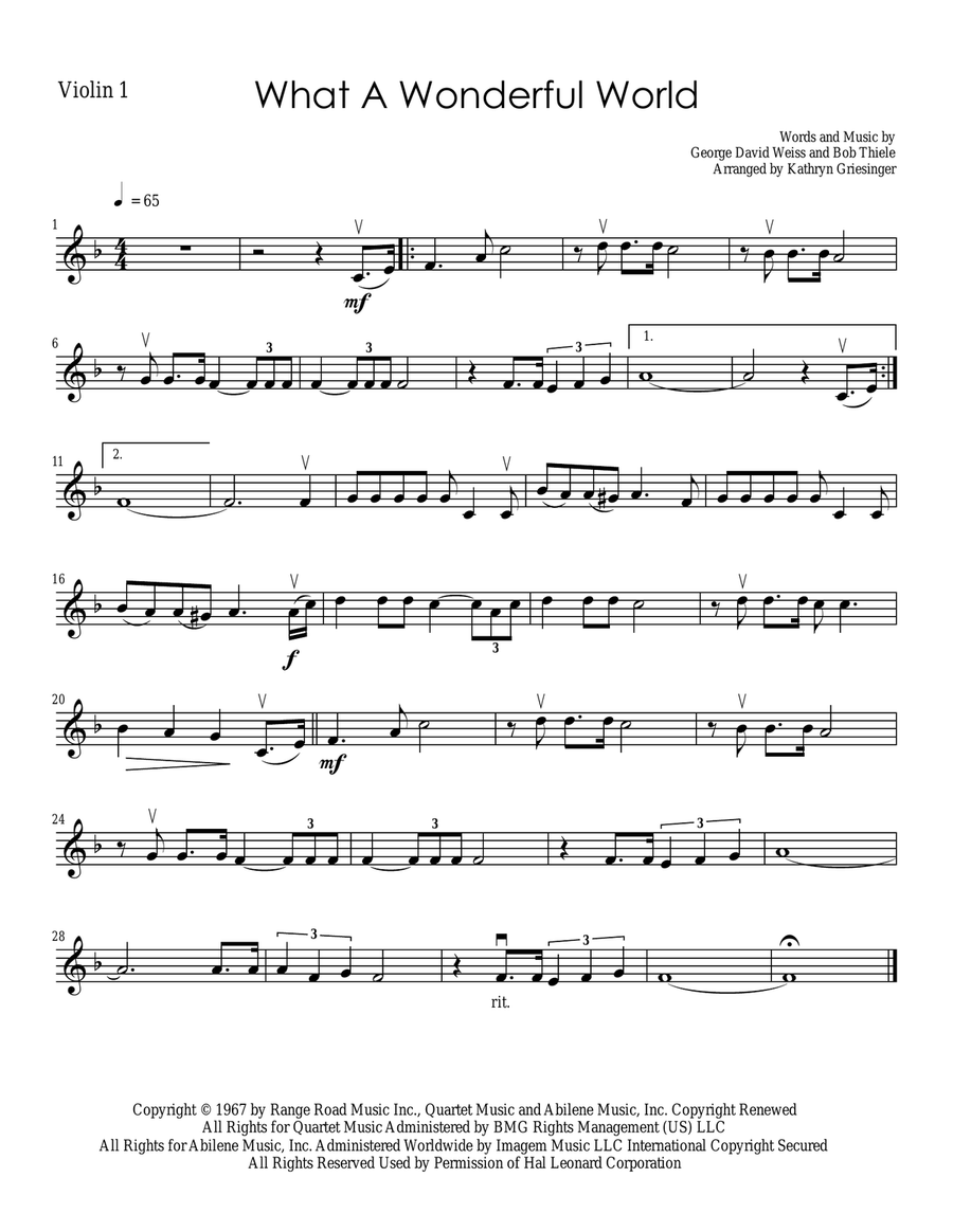 What A Wonderful World What A Wonderful World String Quartet scores gallery preview page 1