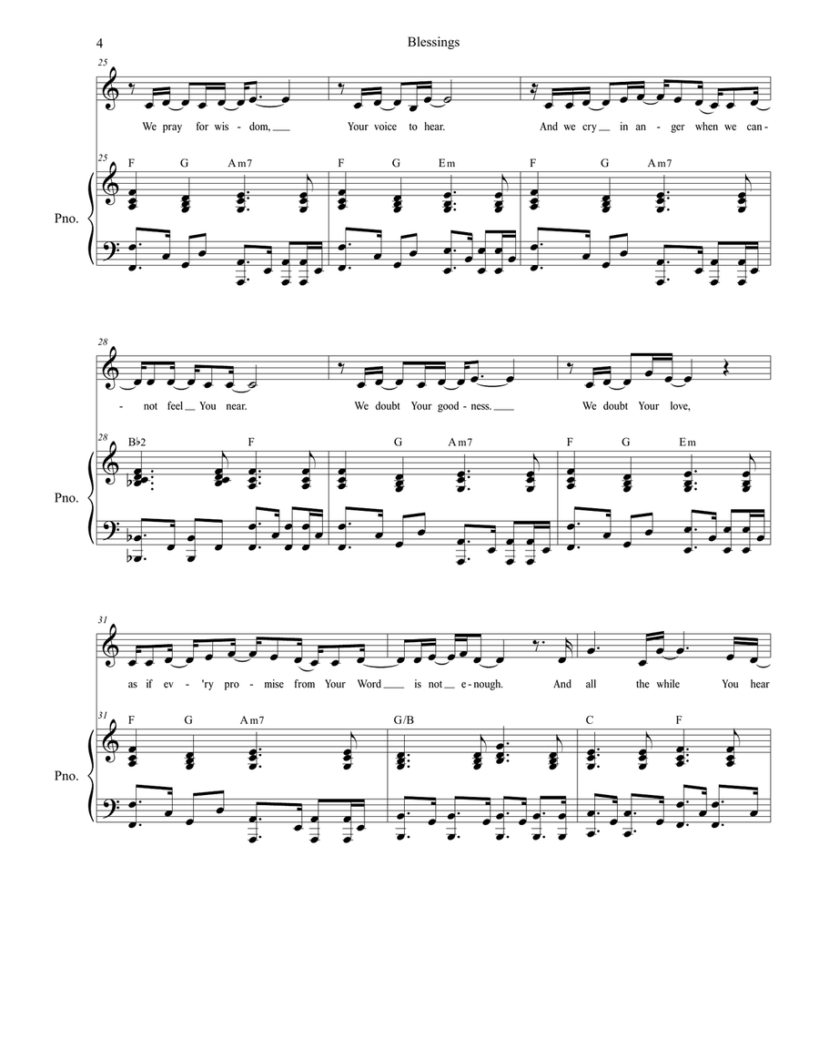 Blessings Piano, Vocal scores gallery preview page 4