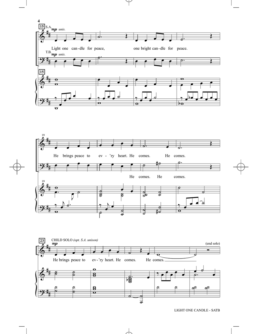 Light One Candle 4-Part scores gallery preview page 2