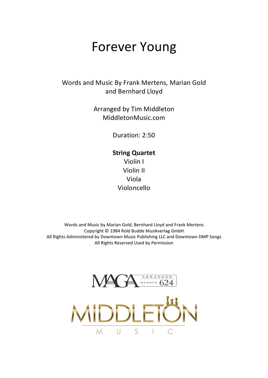 Forever Young String Quartet scores gallery preview page 1