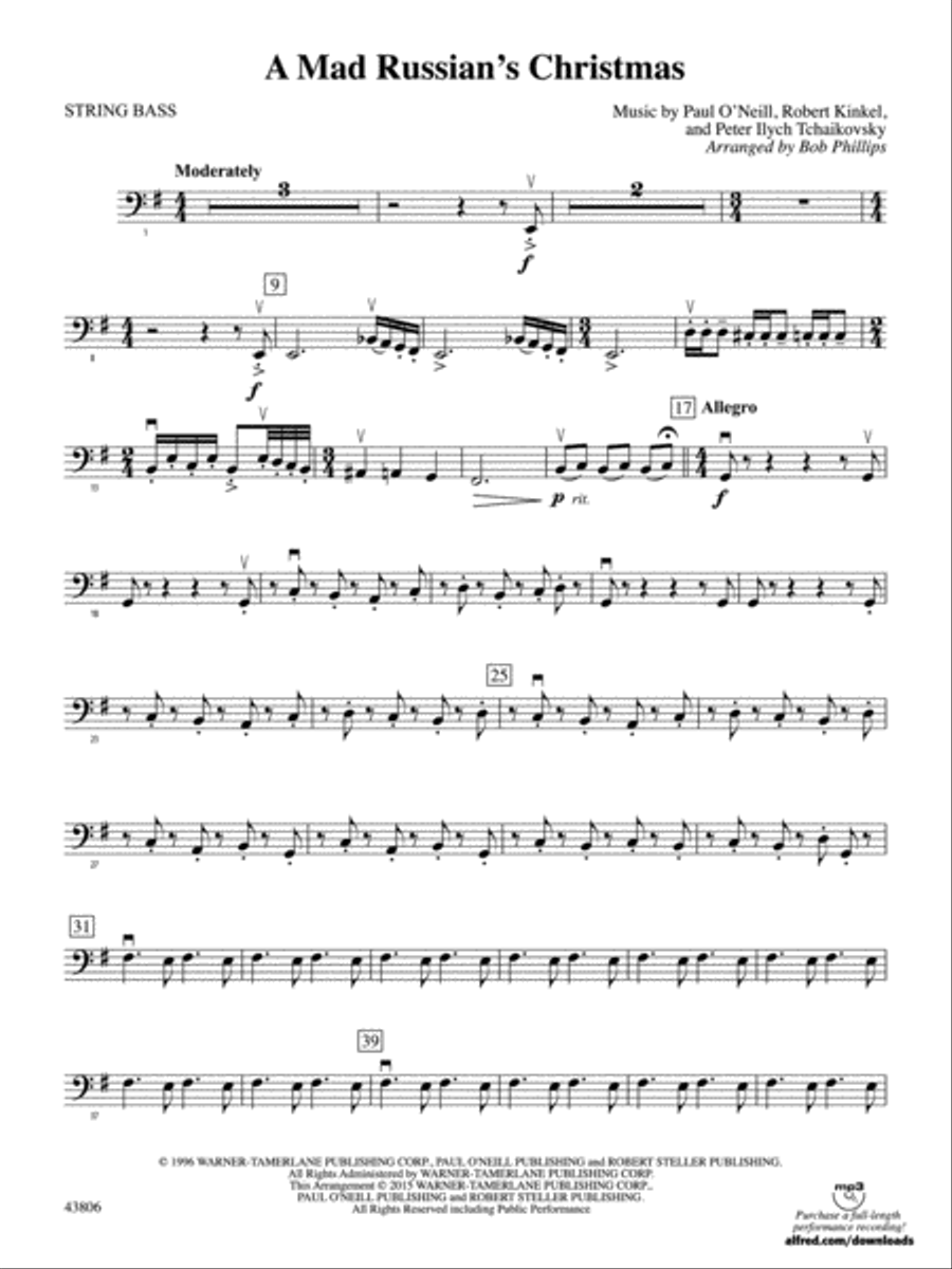 A Mad Russian's Christmas: String Bass Full Orchestra scores gallery preview page 1