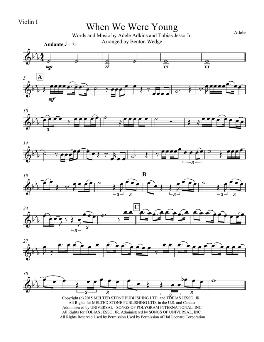 When We Were Young When We Were Young String Quartet scores gallery preview page 1