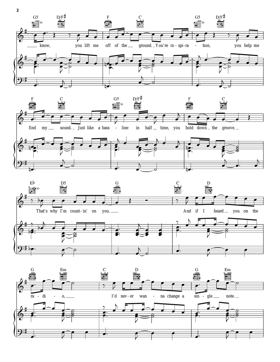 You're My Favorite Song (from Camp Rock 2) Piano, Vocal, Guitar - Digital Sheet Music page 2