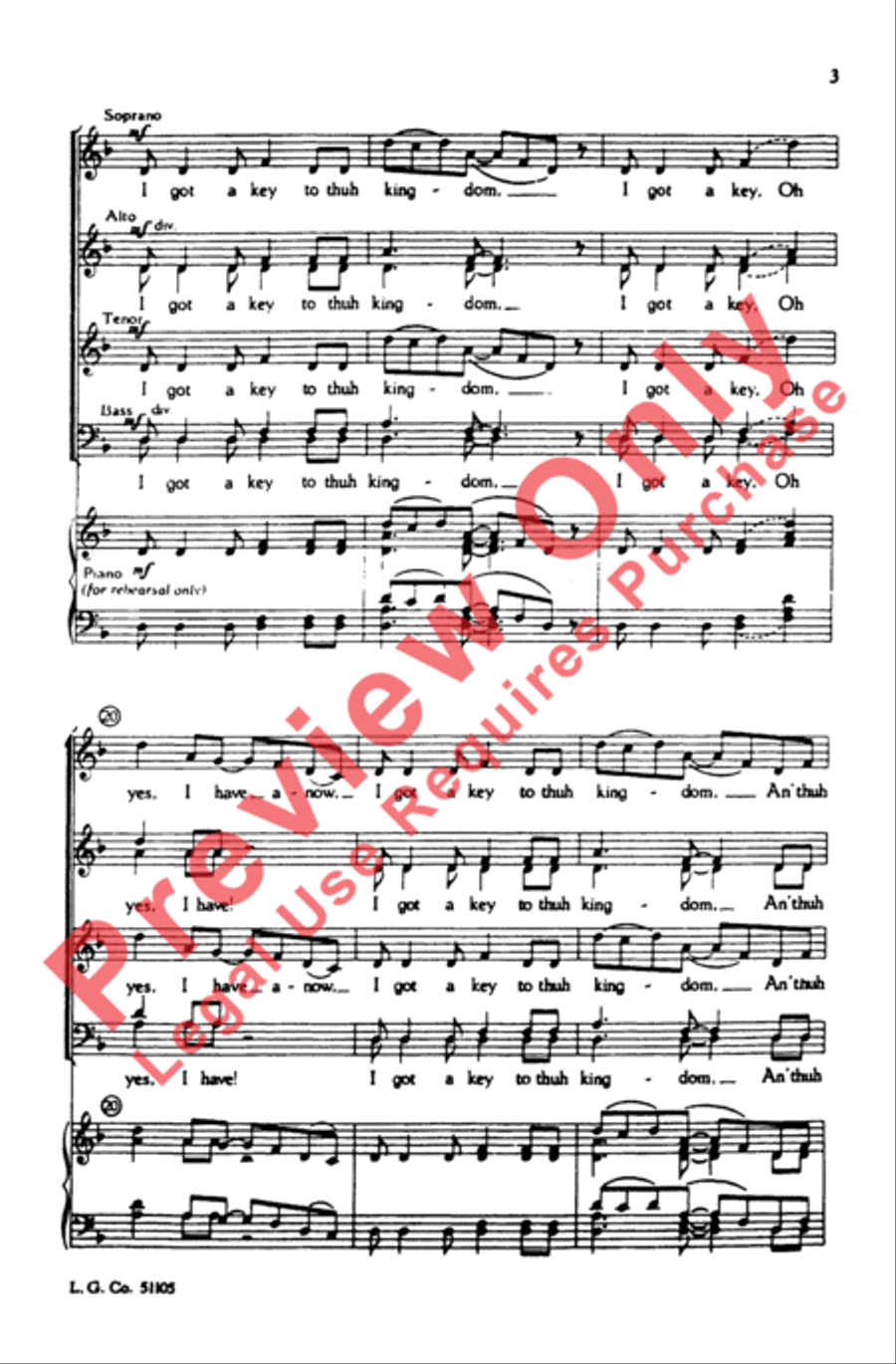 I Got a Key 4-Part scores gallery preview page 3