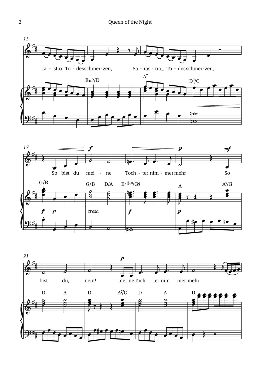 Queen of the Night (aria) - for ALTO in B minor (with chords) Chamber Music scores gallery preview page 2