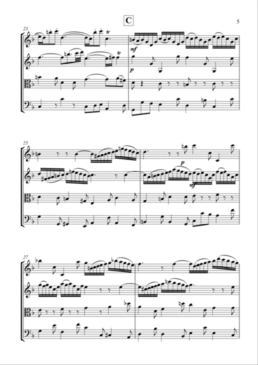 Bach Double Violin Concerto - Largo String Quartet scores gallery preview page 5