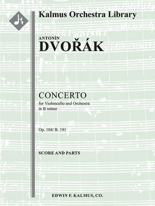 Book cover for Concerto for Cello in B minor, Op. 104/B. 191