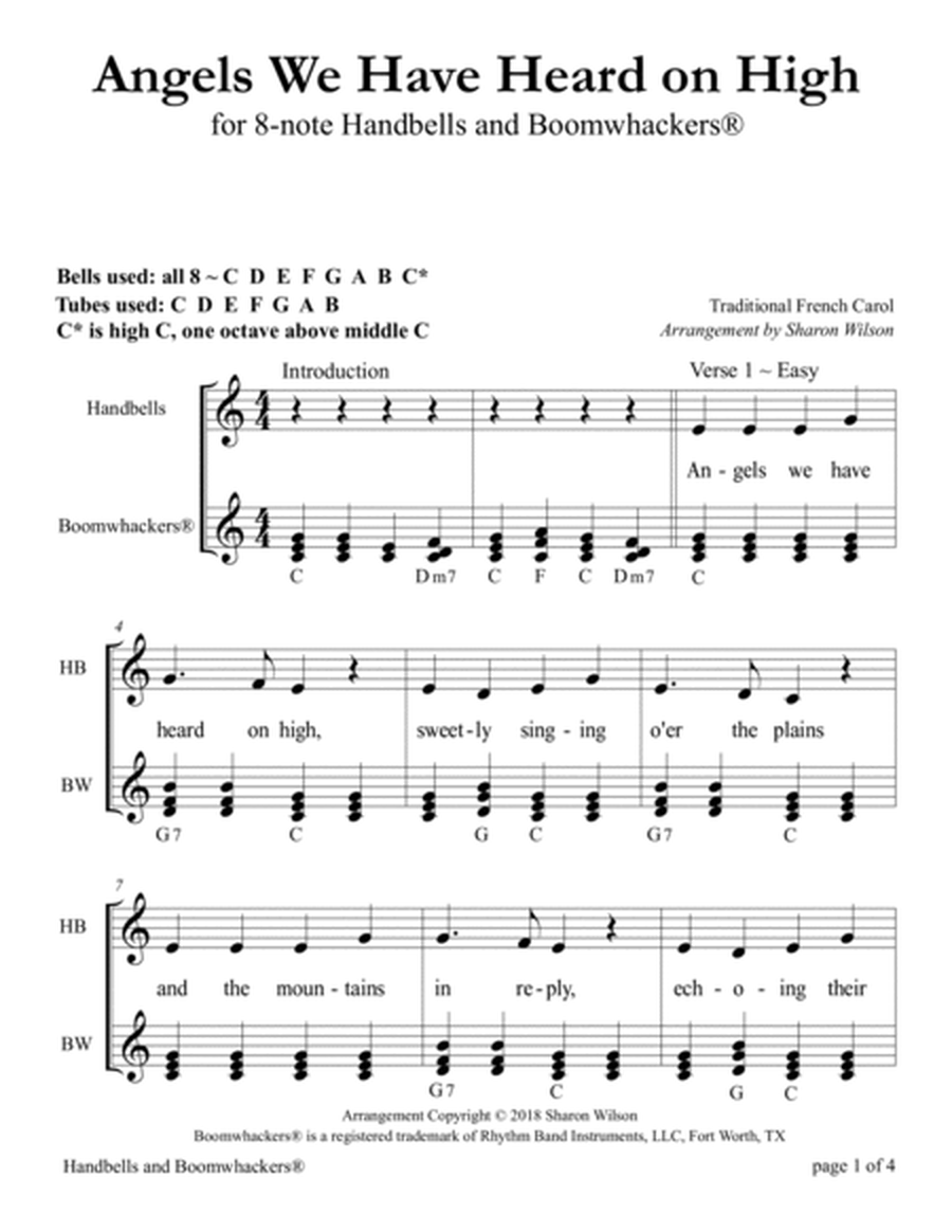 Ten Christmas Carols for 8-note Bells and Boomwhackers® (with Black and White Notes) image number null