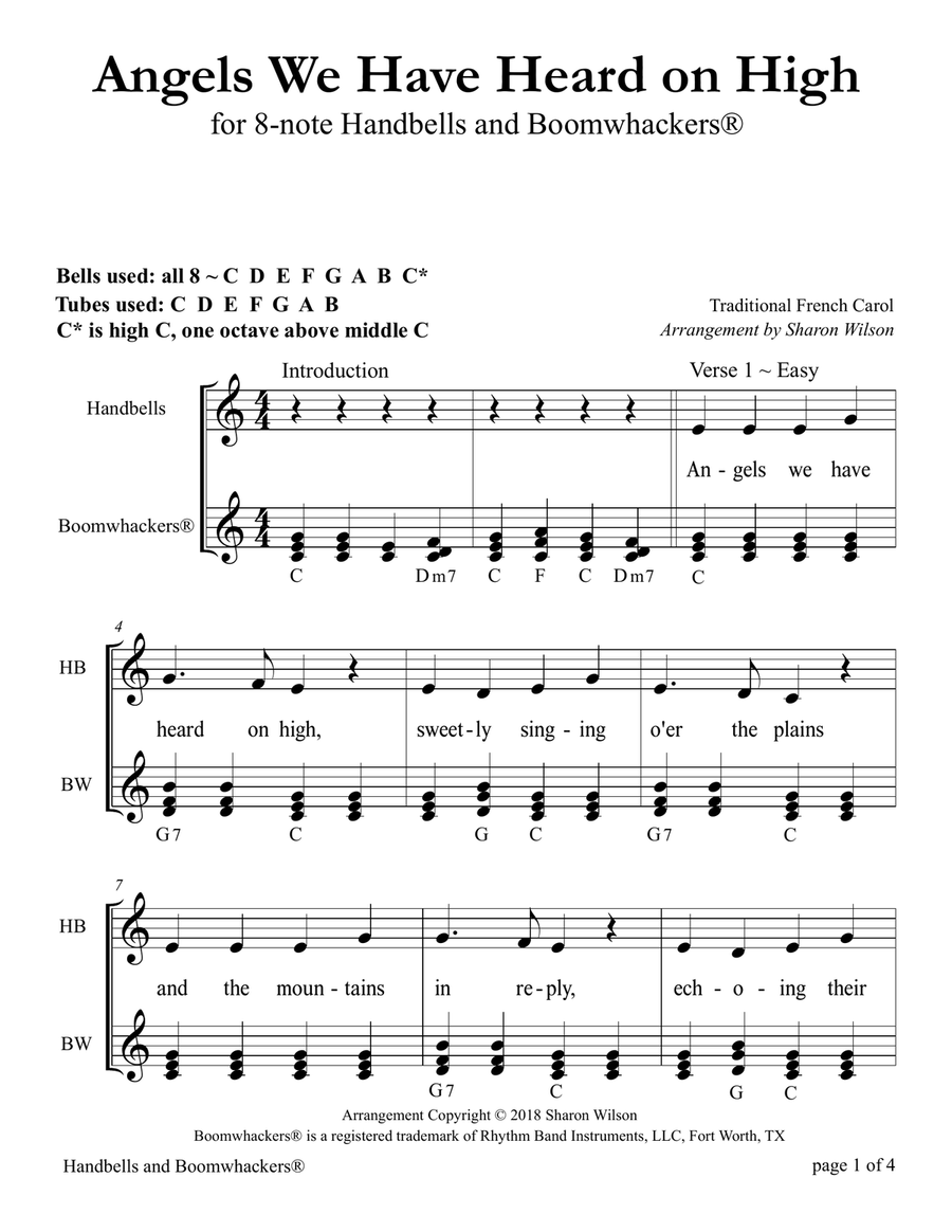 Ten Christmas Carols for 8-note Bells and Boomwhackers® (with Black and White Notes) image number null
