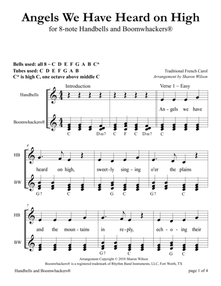Ten Christmas Carols for 8-note Bells and Boomwhackers® (with Black and White Notes) image number null