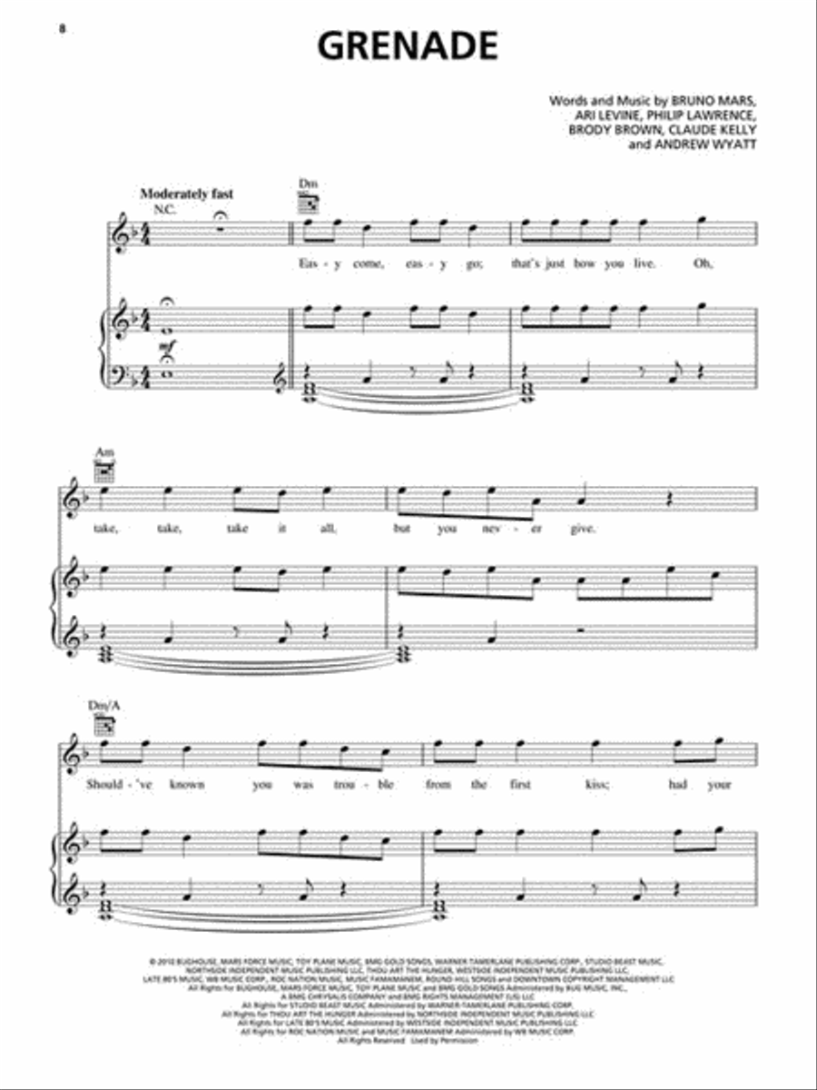 Bruno Mars Bruno Mars Piano, Vocal, Guitar scores gallery preview page 2