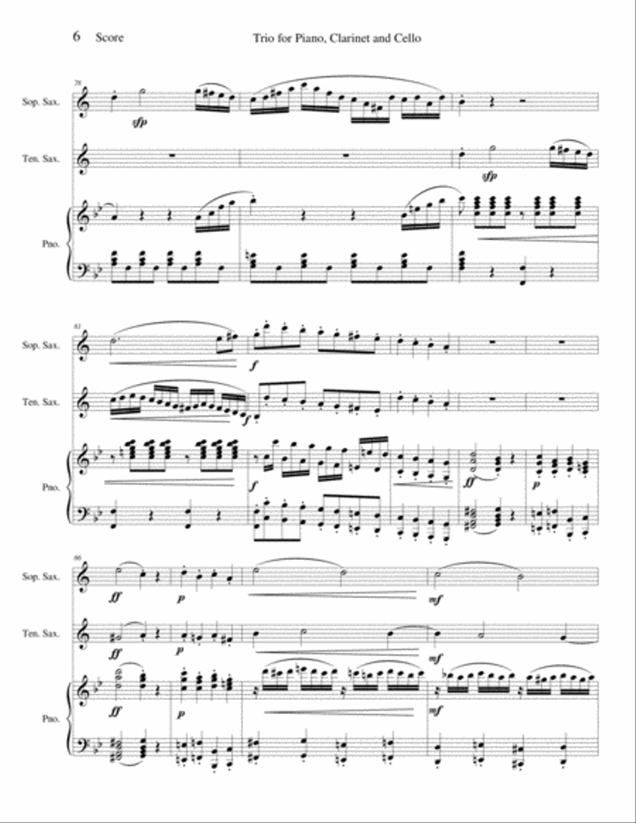 Trio for Piano, Clarinet and Cello Clarinet scores gallery preview page 6