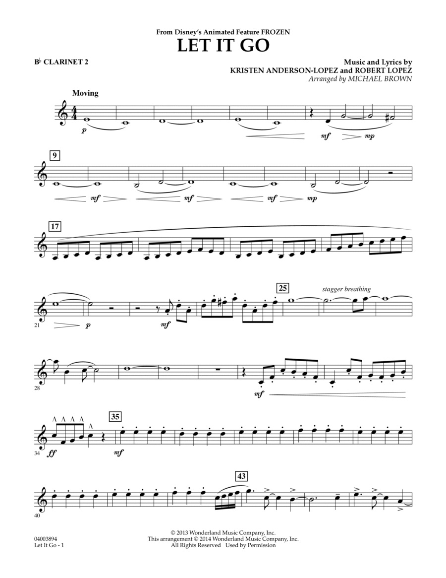 Let It Go - Bb Clarinet 2 Concert Band scores gallery preview page 1