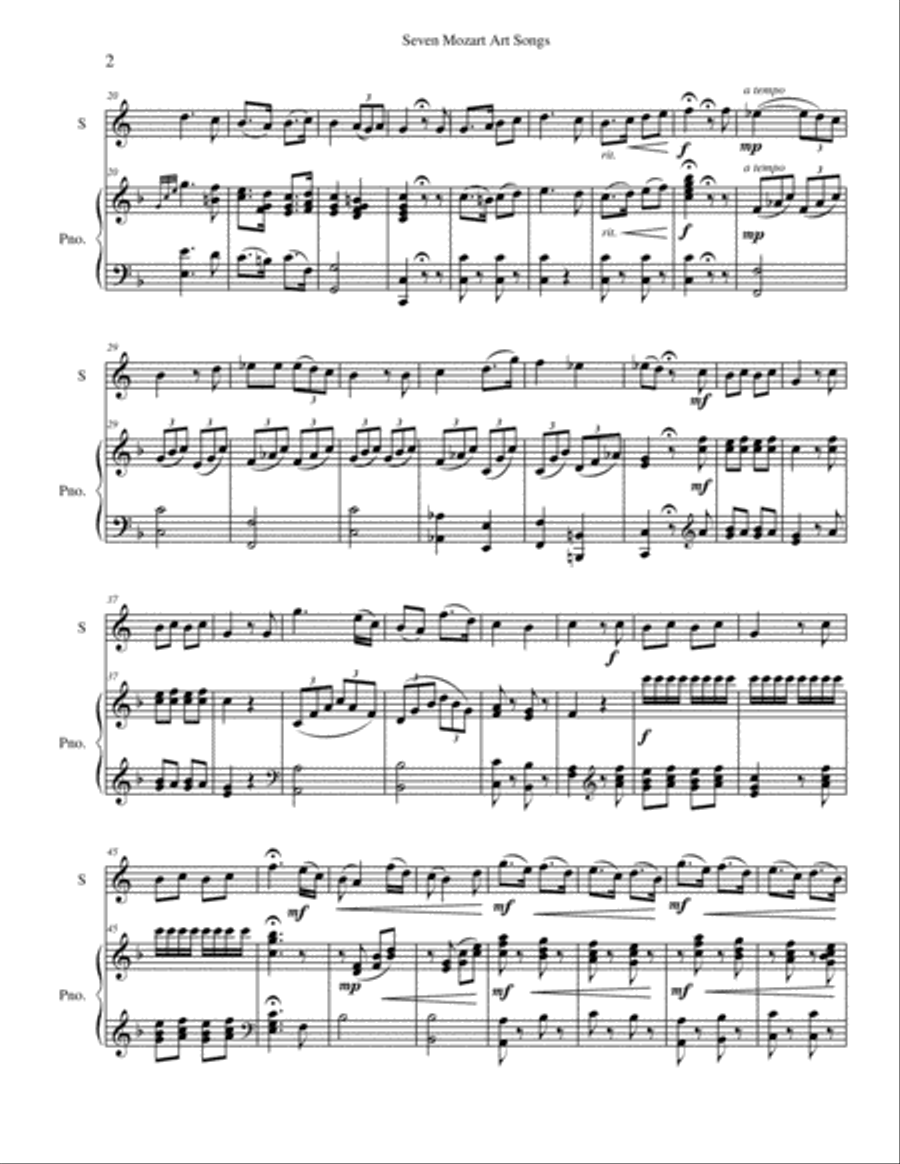 Seven Mozart Art Songs Horn scores gallery preview page 2