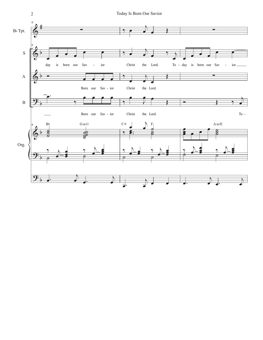 Today Is Born Our Savior (Psalm 96) (SAB) 3-Part scores gallery preview page 2