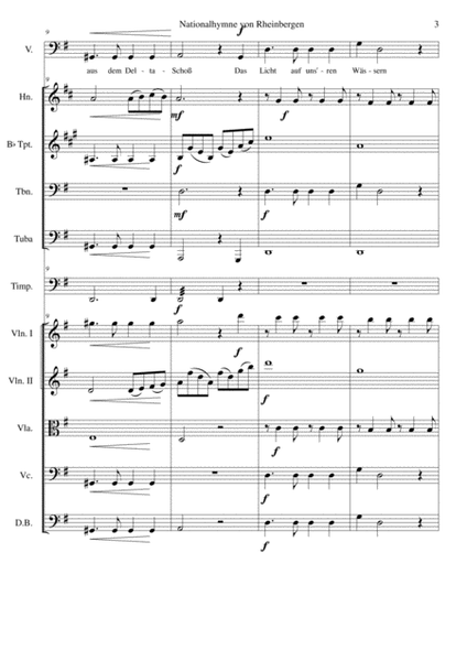 Nationalhymne von Rheinbergen (National Anthem of Rheinbergen) baritone and orchestra (with PARTS) image number null