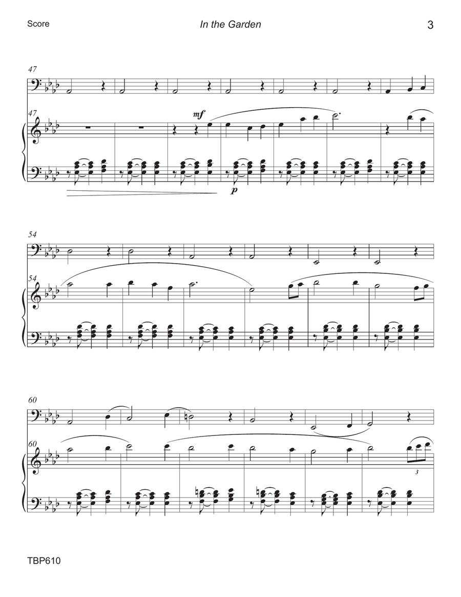 IN THE GARDEN - TUBA SOLO with Piano Accompaniment - Medium Easy Piano scores gallery preview page 3
