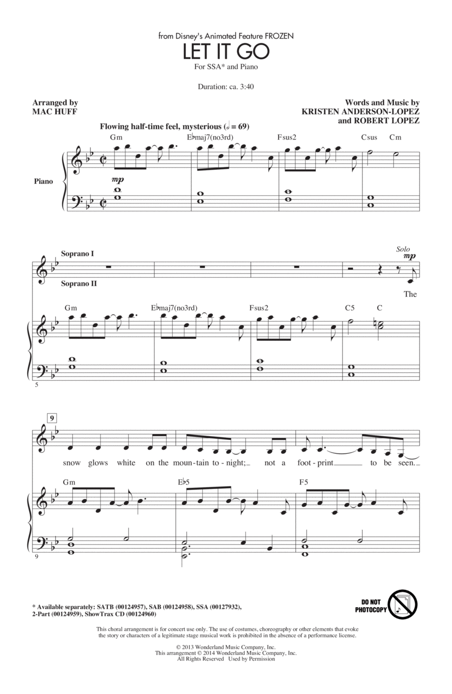 Let It Go SSA scores gallery preview page 1