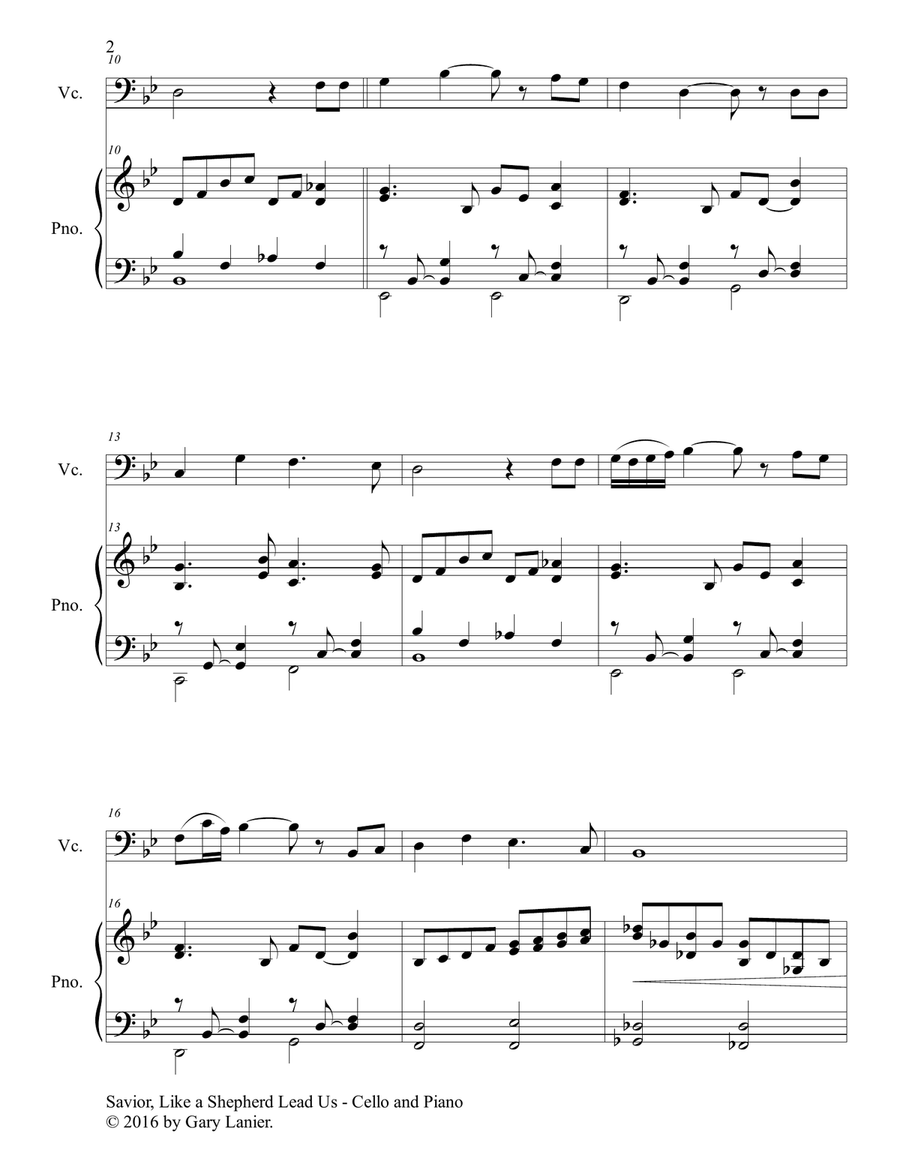 SAVIOR, LIKE A SHEPHERD LEAD US (Duet – Cello & Piano with Parts) Piano scores gallery preview page 3