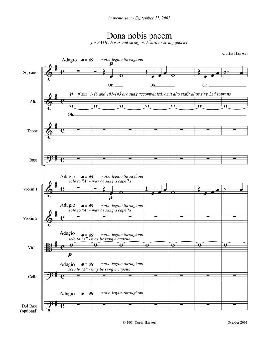 Dona Nobis Pacem (SATB - full score) 4-Part scores gallery preview page 1