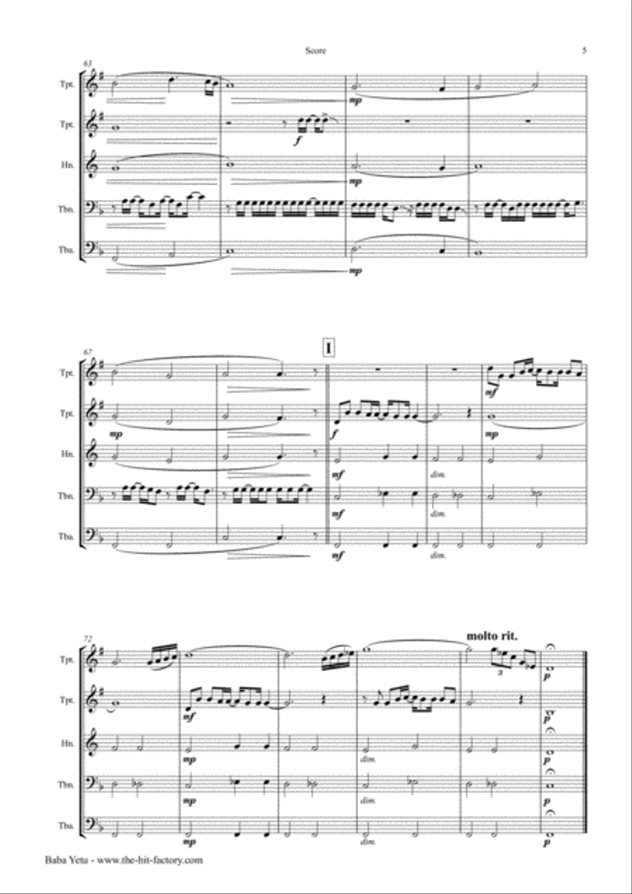 Baba Yetu Euphonium scores gallery preview page 5