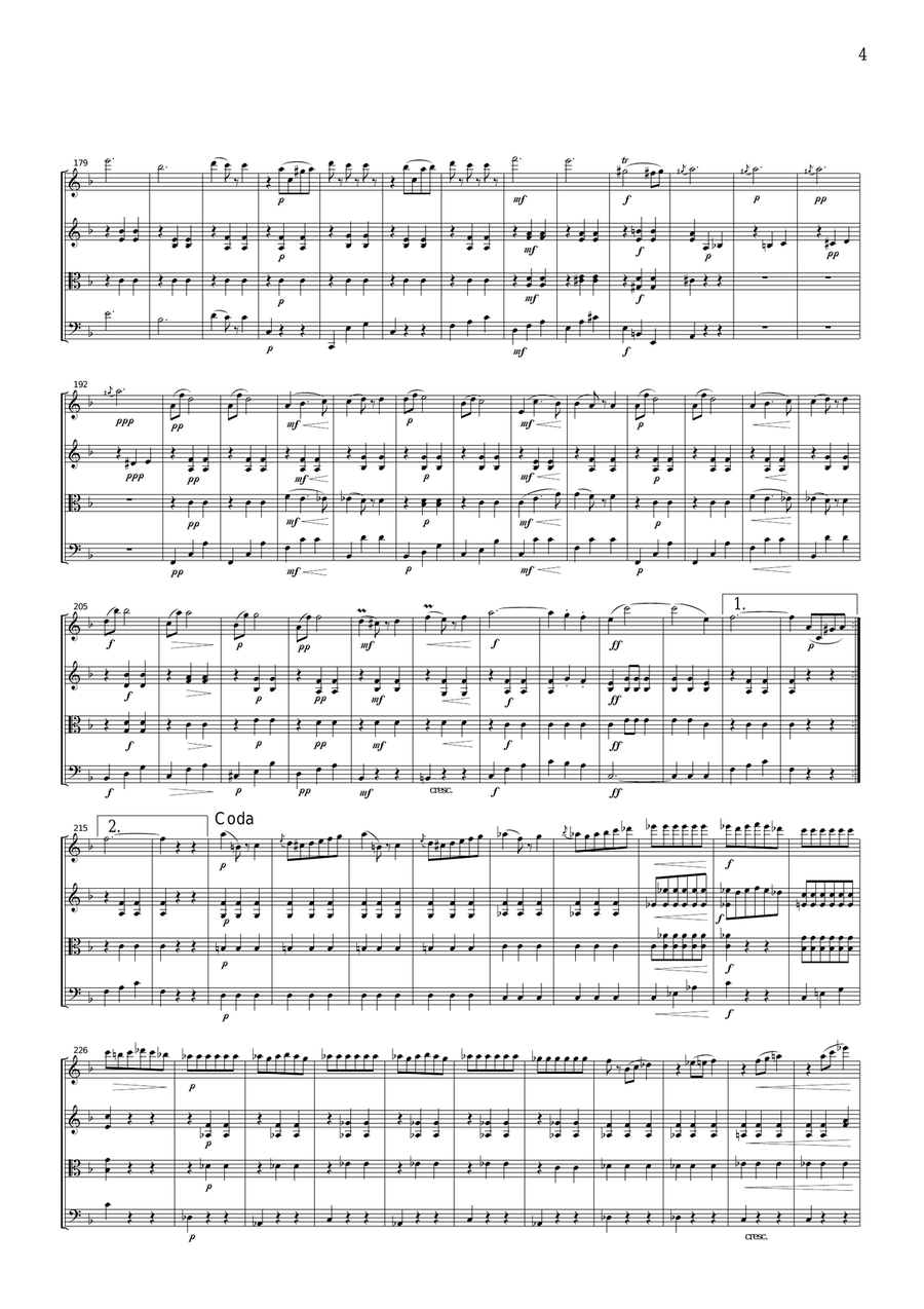 J.Strauss Du und Du Waltz from Die Fledermaus, for string quartet, CS108 String Quartet scores gallery preview page 4