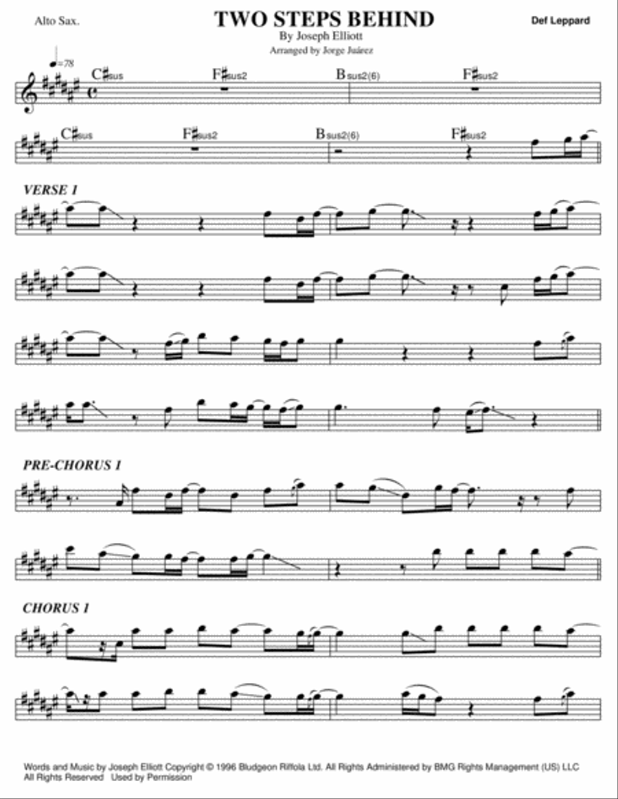 Two Steps Behind Alto Saxophone scores gallery preview page 1