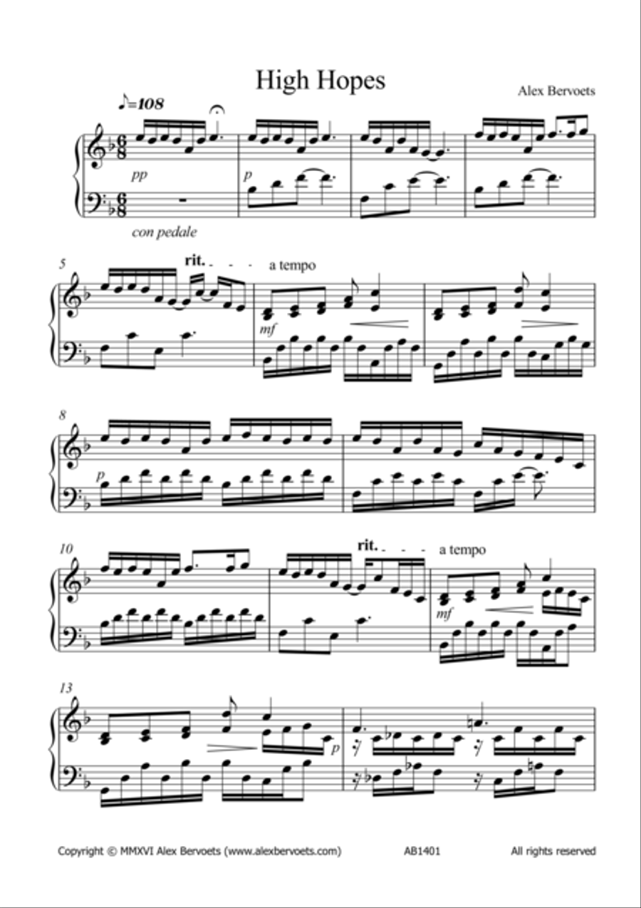 High Hopes Piano Solo scores gallery preview page 2