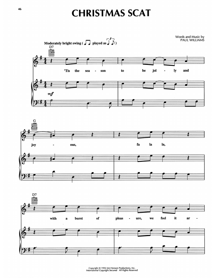 Christmas Scat (from The Muppet Christmas Carol) Piano, Vocal, Guitar scores gallery preview page 1
