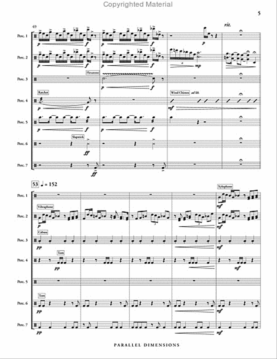 Parallel Dimensions (score & parts) Percussion Ensemble scores gallery preview page 6